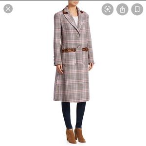 NWT Tanya Taylor Leida Coat - plaid with leopard
